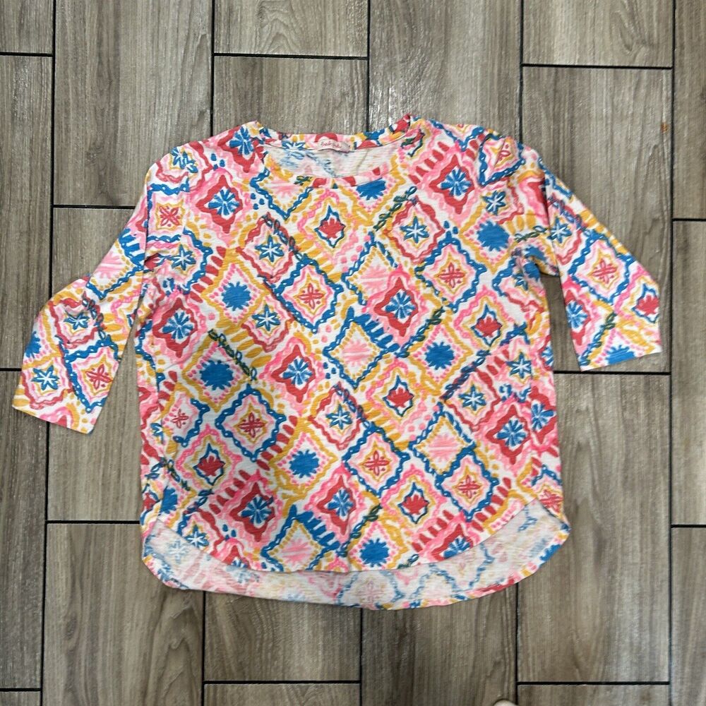 Fresh Produce Womens Top XXL Bright Maximalist Art To Wear 100% Cotton Colorful
